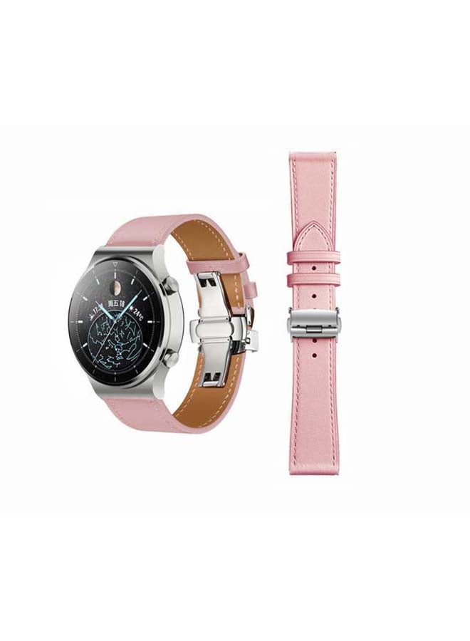 Perfii Genuine Leather Replacement Band For Huawei Watch GT2 Pro 22mm Pink - Image 1
