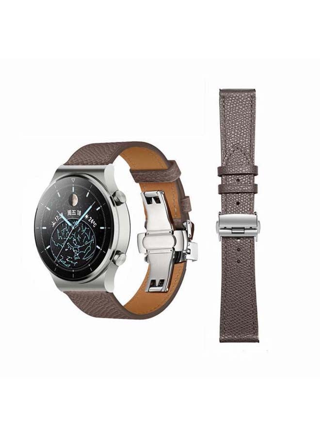 Perfii Genuine Leather Replacement Band For Huawei Watch GT2 Pro 22mm Grey - Image 1