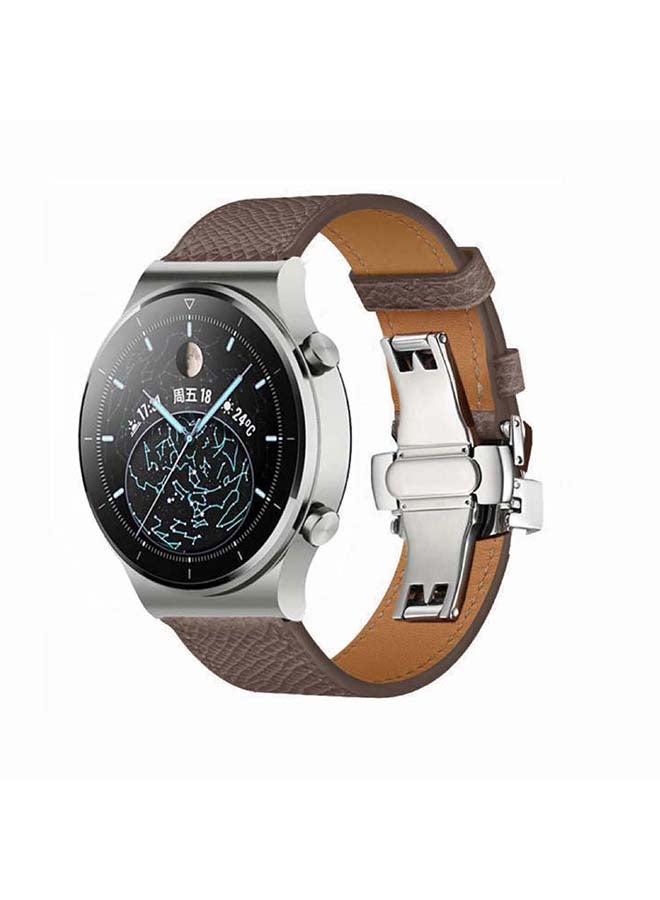 Perfii Genuine Leather Replacement Band For Huawei Watch GT2 Pro 22mm Grey - Image 2