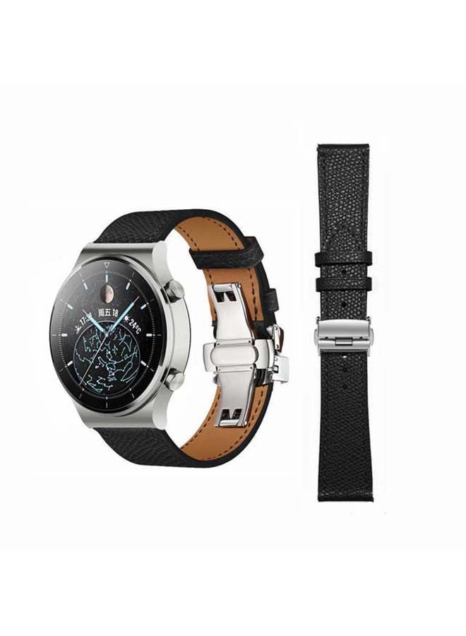Perfii Genuine Leather Replacement Band For Huawei Watch GT2 Pro 22mm Black - Image 1