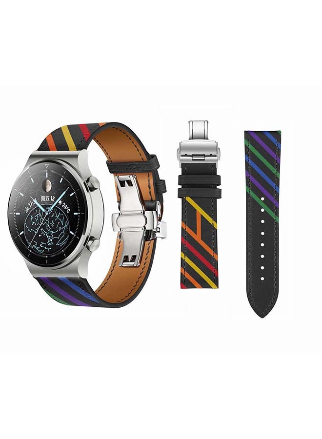 Perfii Genuine Leather Replacement Band For Huawei Watch GT2 Pro 22mm Black - Image 1