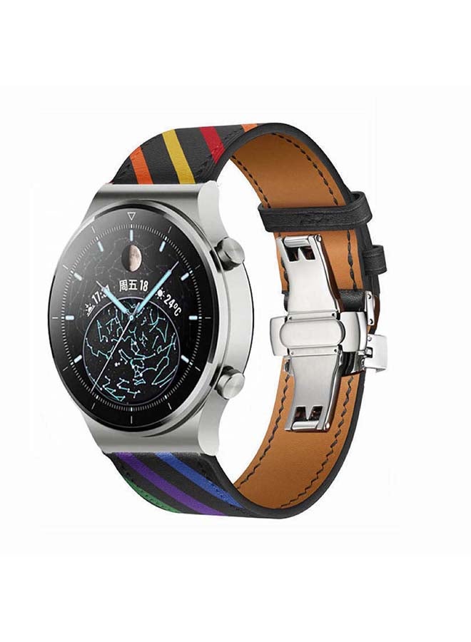 Perfii Genuine Leather Replacement Band For Huawei Watch GT2 Pro 22mm Black - Image 2