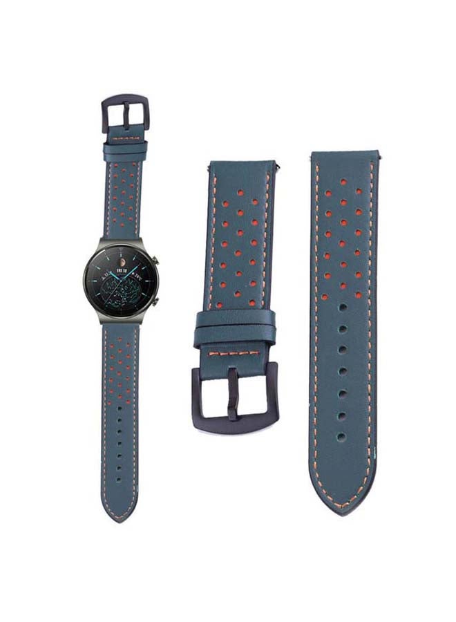 Perfii Genuine Leather Replacement Band For Huawei Watch GT2 Pro 22mm Green  - Image 1