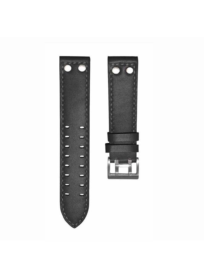 Perfii Genuine Leather Replacement Band For Huawei Watch GT2 Pro 22mm Black - Image 2