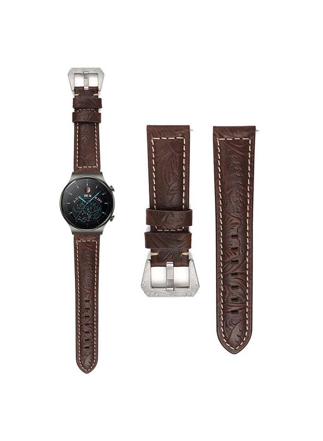 Perfii Genuine Leather Replacement Band For Huawei Watch GT2 Pro 22mm Brown  - Image 1