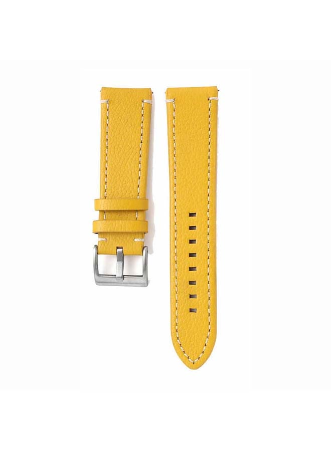 Perfii Genuine Leather Replacement Band For Huawei Watch GT2 Pro 22mm Yellow - Image 2