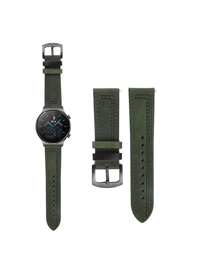 Perfii Genuine Leather Replacement Band For Huawei Watch GT2 Pro 22mm Green - Image 1