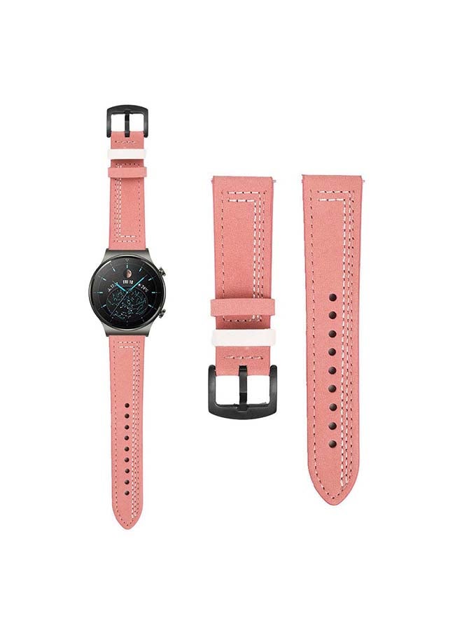 Perfii Genuine Leather Replacement Band For Huawei Watch GT2 Pro 22mm Pink  - Image 1