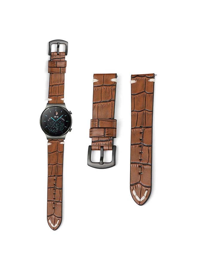 بيرفيي سوار بديل من الجلد الطبيعي لساعة هواوي GT2 برو بني - Image 1