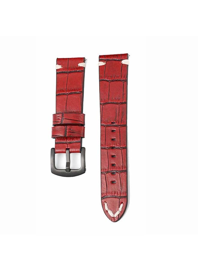 Perfii Genuine Leather Replacement Band For Huawei Watch GT2 Pro 22mm Red - Image 2