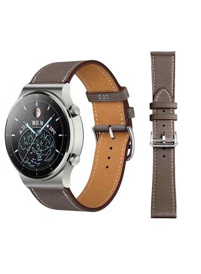 Perfii Genuine Leather Replacement Band For Huawei Watch GT2 Pro 22mm Grey - Image 1