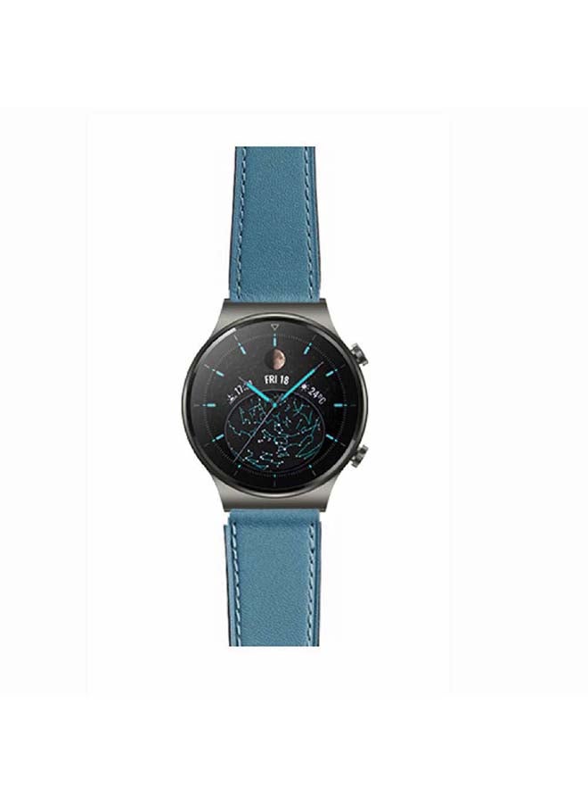 بيرفيي سوار بديل من الجلد الطبيعي لساعة هواوي GT2 برو أزرق بيكوك - Image 2