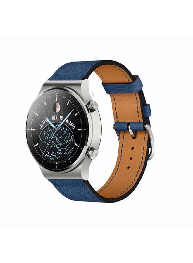 Perfii Genuine Leather Replacement Band For Huawei Watch GT2 Pro 22mm Royal Blue - Image 2