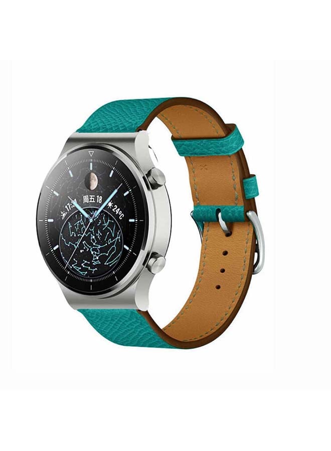 Perfii Genuine Leather Replacement Band For Huawei Watch GT2 Pro 22mm Green - Image 2
