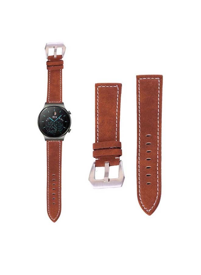 Perfii Washed Replacement Band For Huawei Watch GT2 Pro Yellowish Brown - Image 1