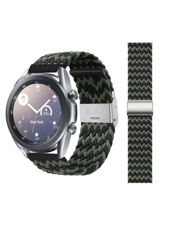 Perfii Adjustable Braided Solo Loop Band For Samsung Galaxy Watch3 Black/Green - Image 1