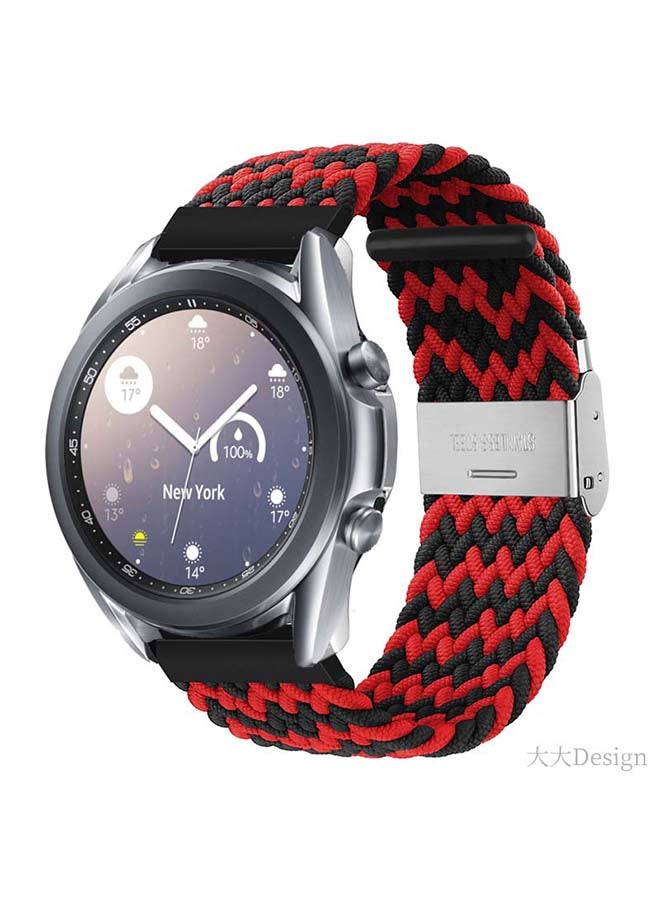 Perfii Adjustable Braided Solo Loop Band For Samsung Galaxy Watch3 Black/Red - Image 2
