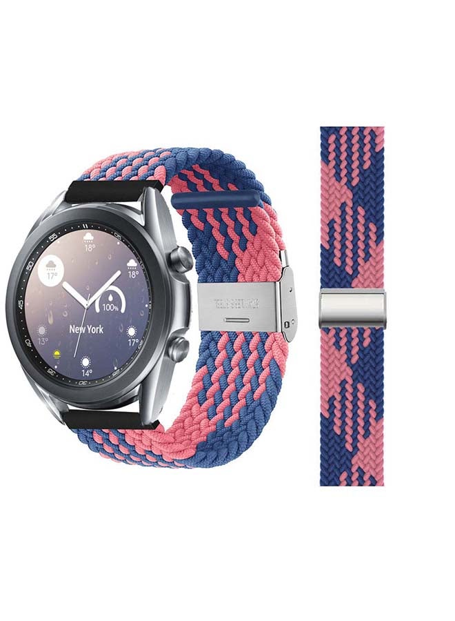 Perfii Adjustable Braided Solo Loop Band For Samsung Galaxy Watch 3 Blue/Pink  - Image 1