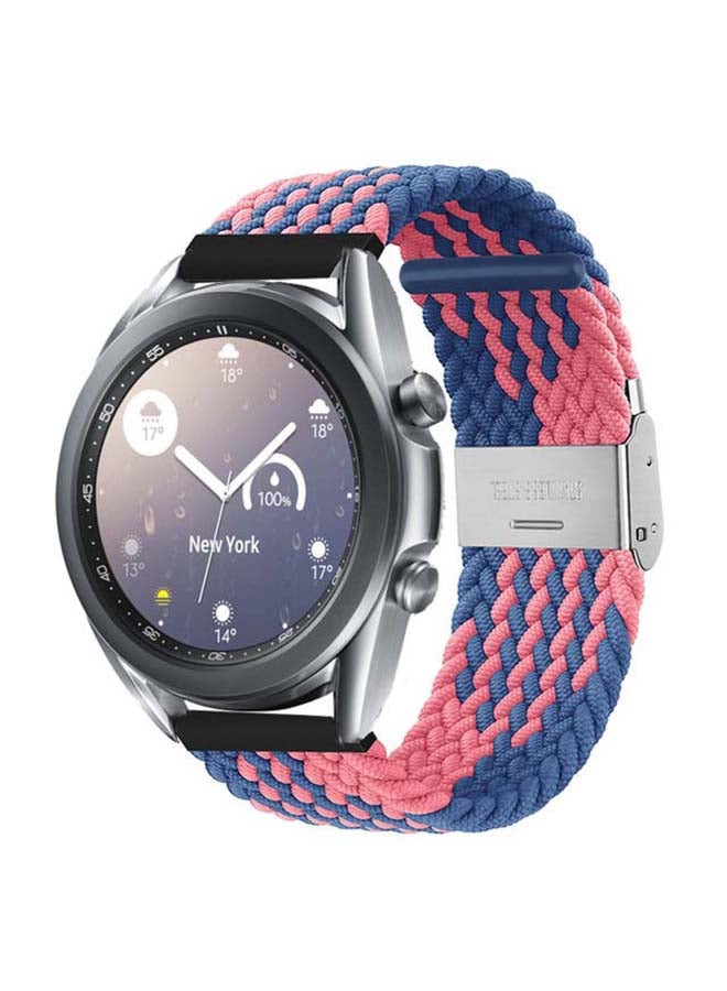 Perfii Adjustable Braided Solo Loop Band For Samsung Galaxy Watch 3 Blue/Pink  - Image 2