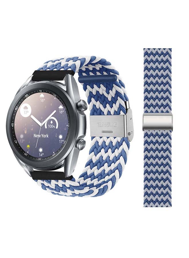 Perfii Adjustable Braided Solo Loop Band For Samsung Galaxy Watch 3 Blue/White  - Image 1