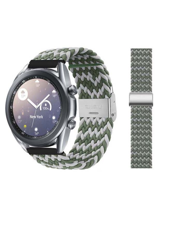 Perfii Adjustable Braided Solo Loop Band For Samsung Galaxy Watch 3 Green/Gray  - Image 1