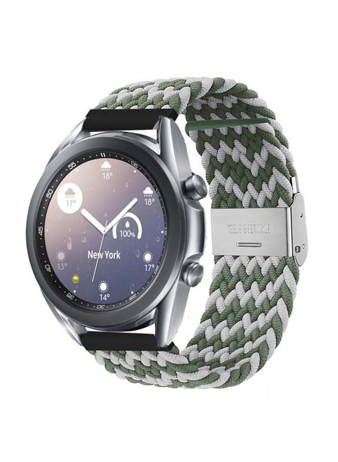 Perfii Adjustable Braided Solo Loop Band For Samsung Galaxy Watch 3 Green/Gray  - Image 2