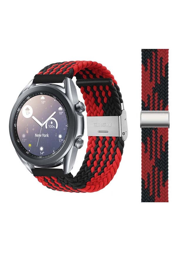 Perfii Adjustable Braided Solo Loop Band For Samsung Galaxy Watch 3 Black/Red  - Image 1