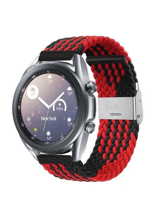 Perfii Adjustable Braided Solo Loop Band For Samsung Galaxy Watch 3 Black/Red  - Image 2