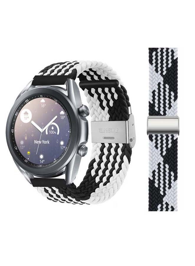 Perfii Adjustable Braided Solo Loop Band For Samsung Galaxy Watch 3 Black/White  - Image 1