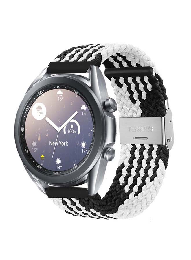 Perfii Adjustable Braided Solo Loop Band For Samsung Galaxy Watch 3 Black/White  - Image 2