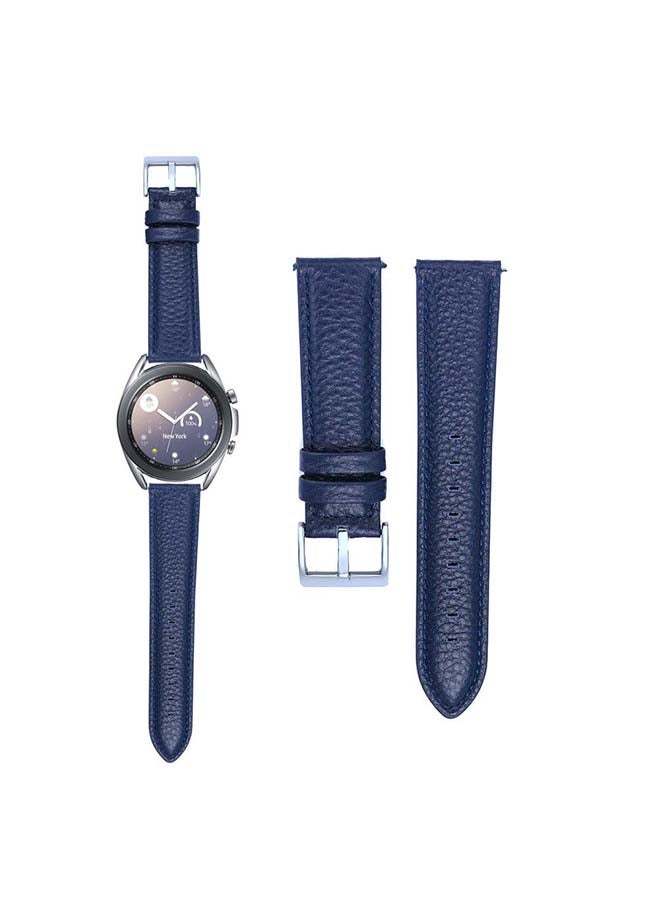 Perfii Genuine Calf Leather Replacement Band For Samsung Galaxy Watch3 Dark Blue - Image 1