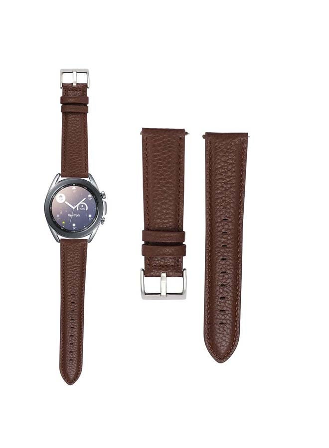 Perfii Genuine Calf Leather Replacement Band For Samsung Galaxy Watch3 Dark Brown - Image 1