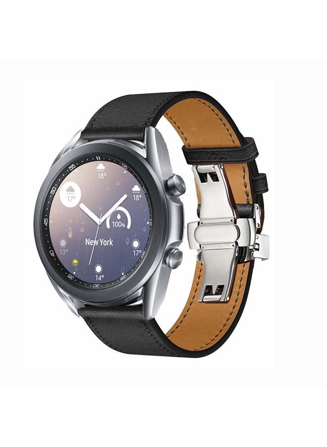 Perfii Replacement Band For Samsung Galaxy Watch3 Supreme Black Silver - Image 2