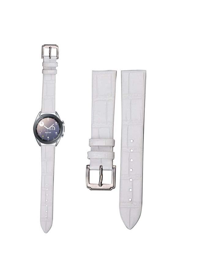 Perfii Genuine Leather Replacement Band for Samsung Galaxy Watch3 41mm White - Image 1