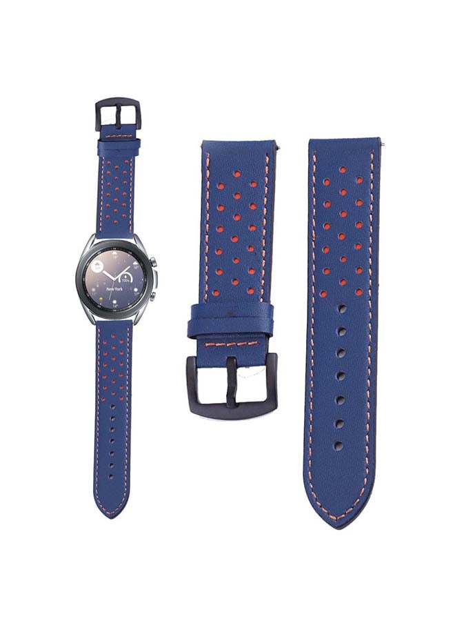 بيرفيي سوار بديل من الجلد الطبيعي بتصميم منقط لساعة سامسونج جالاكسي 3 مقاس 41 مم أزرق - Image 1