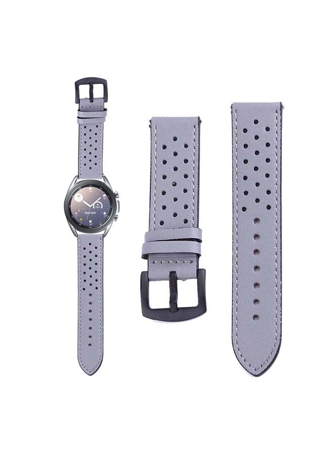 بيرفيي سوار بديل من الجلد الطبيعي بتصميم منقط لساعة سامسونج جالاكسي 3 مقاس 41 مم رمادي - Image 1