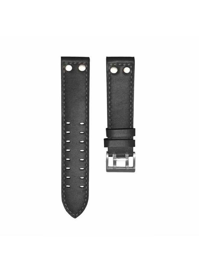 Perfii Genuine Leather Replacement Band with Buckle for Samsung Galaxy Watch3 41mm Black - Image 2
