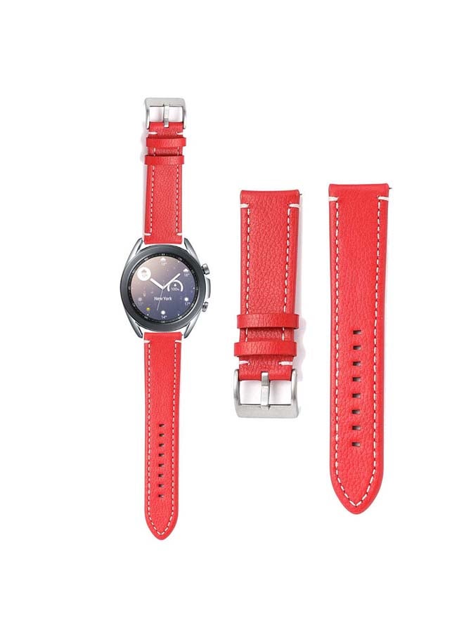 Perfii Genuine Leather Replacement Band for Samsung Galaxy Watch3 41mm Red - Image 1