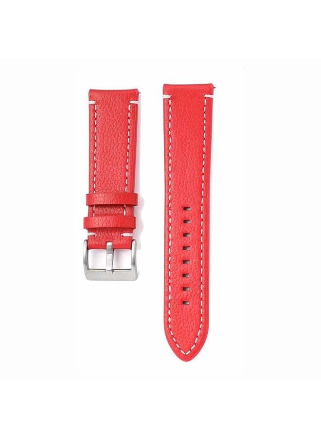 Perfii Genuine Leather Replacement Band for Samsung Galaxy Watch3 41mm Red - Image 2