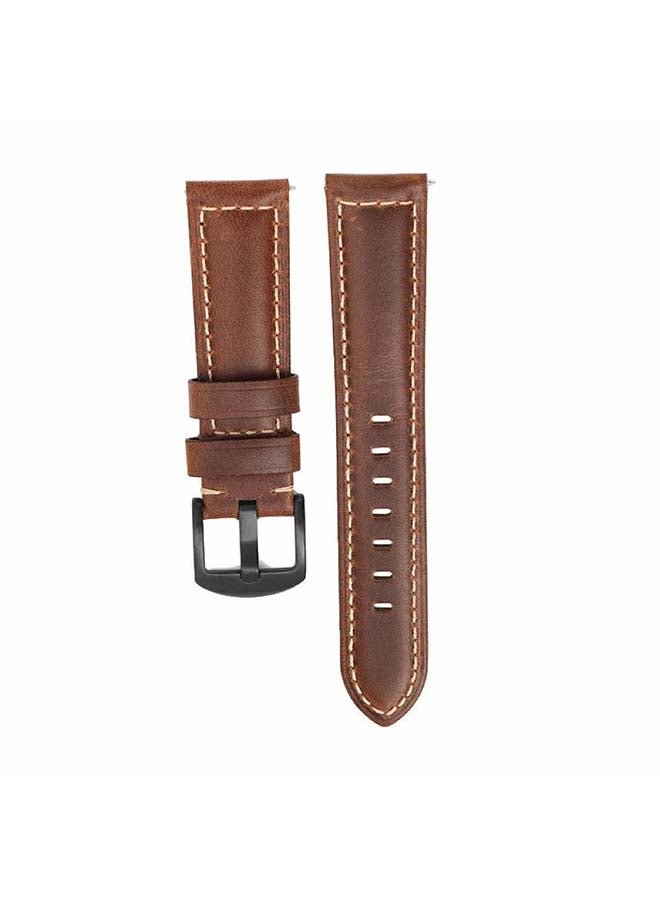 Perfii Retro Wax Genuine Leather Replacement Band For Samsung Galaxy Watch3 41mm Brown - Image 2