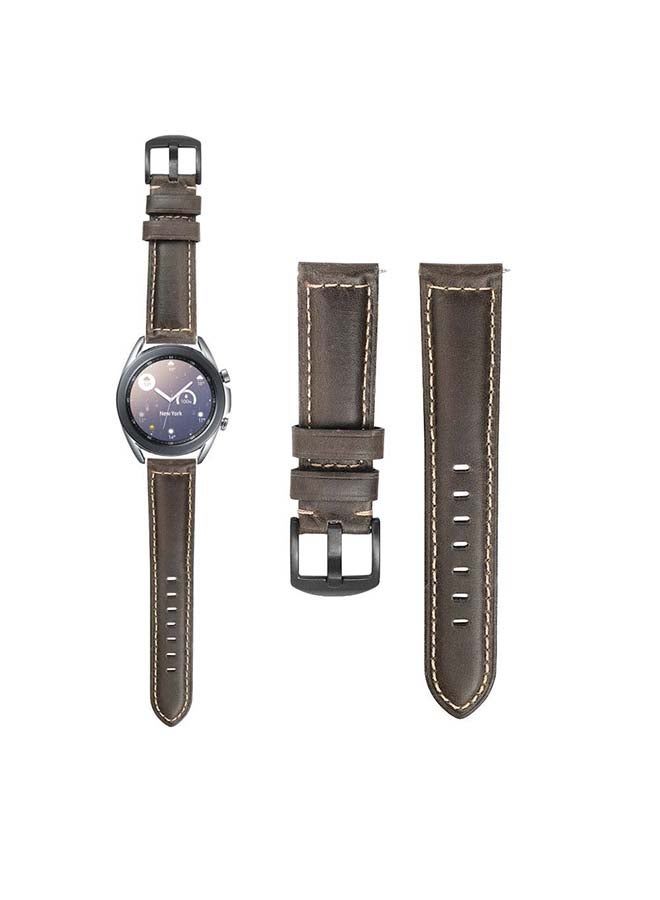Perfii Retro Wax Genuine Leather Replacement Band For Samsung Galaxy Watch3 41mm Grey - Image 1