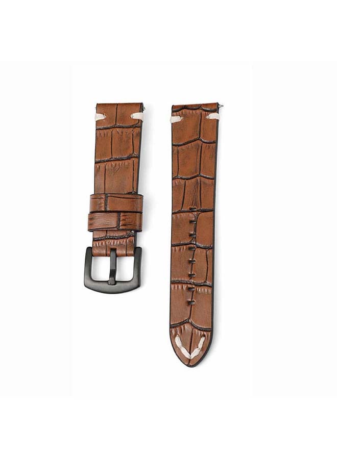 Perfii Stone Grain Genuine Leather Replacement Band For Samsung Galaxy Watch3 41mm Brown - Image 2