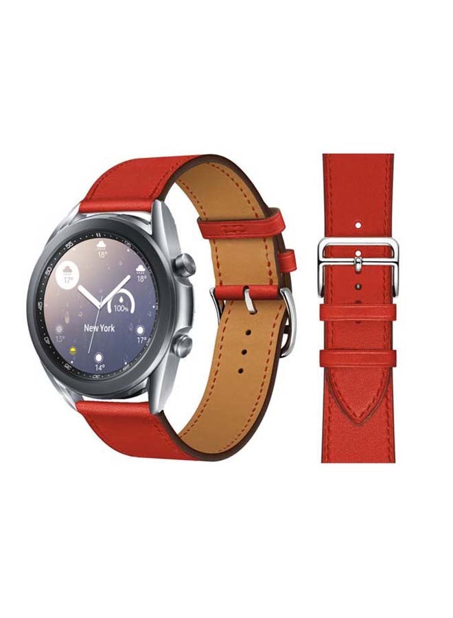 Perfii Genuine Leather Replacement Band For Samsung Galaxy Watch3 41mm Red - Image 1