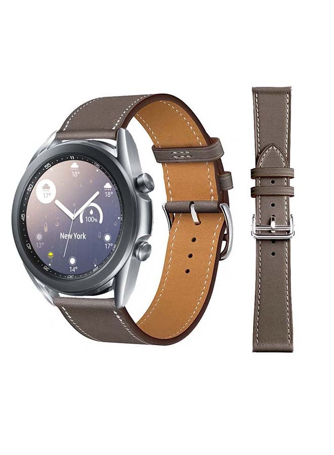 Perfii Genuine Leather Replacement Band For Samsung Galaxy Watch3 41mm Grey - Image 1