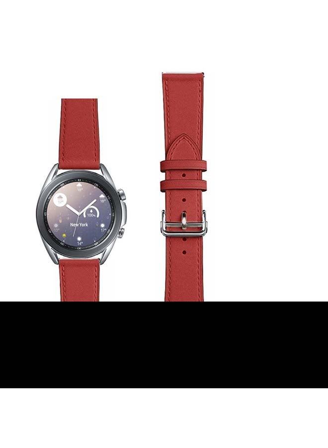 Perfii Genuine Leather Replacement Band For Samsung Galaxy Watch3 41mm Camellia Red - Image 2