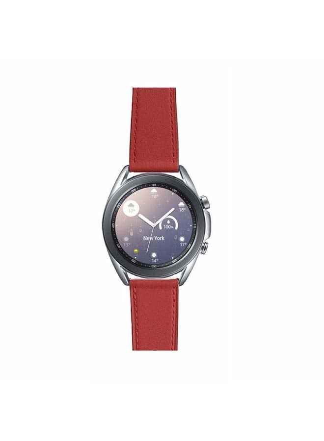 Perfii Genuine Leather Replacement Band For Samsung Galaxy Watch3 41mm Camellia Red - Image 1