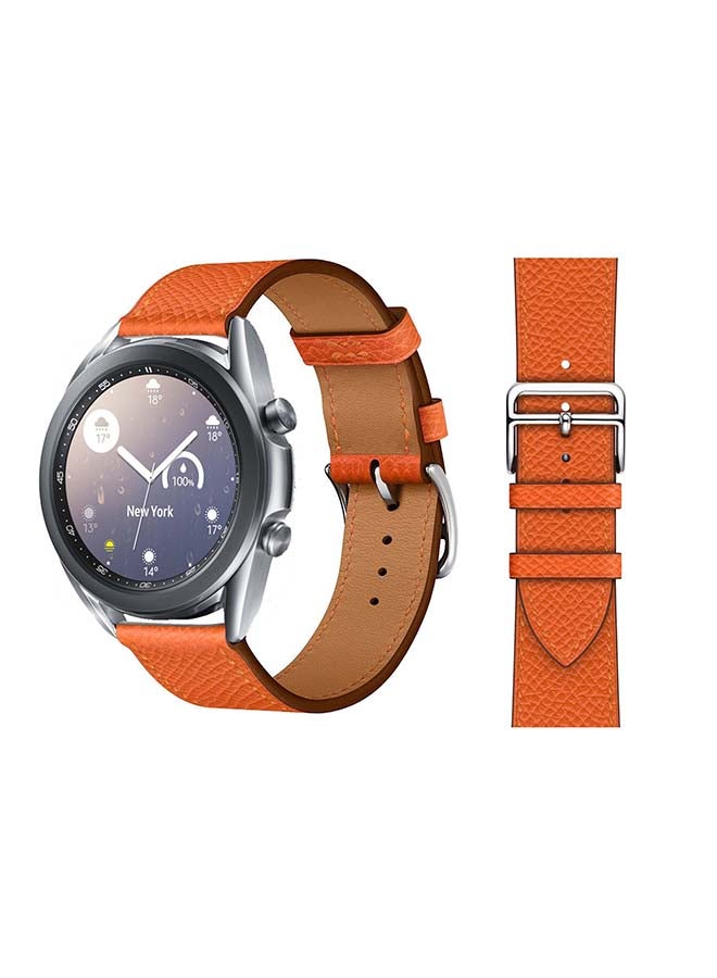 Perfii Genuine Leather Replacement Band For Samsung Galaxy Watch3 41mm Orange - Image 1