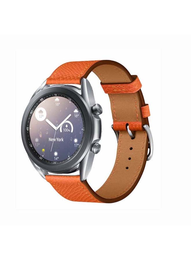 Perfii Genuine Leather Replacement Band For Samsung Galaxy Watch3 41mm Orange - Image 2