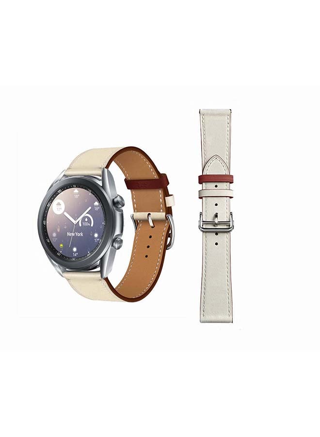 Perfii Genuine Leather Replacement Band For Samsung Galaxy Watch3 41mm White - Image 1