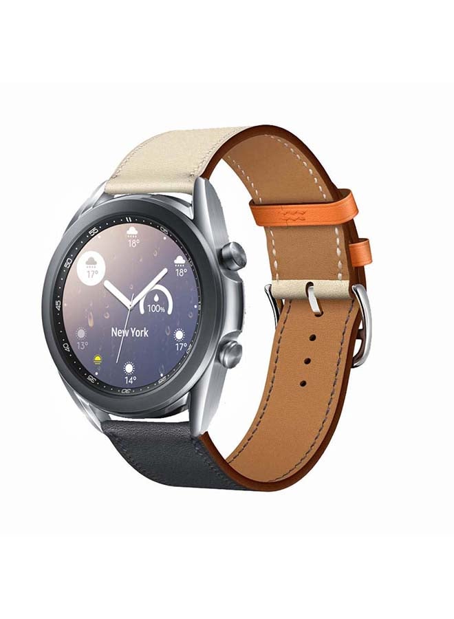 Perfii Genuine Leather Replacement Band for Samsung Galaxy Watch3 41mm Indigo Cream - Image 2